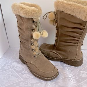 Fur lined suede boots